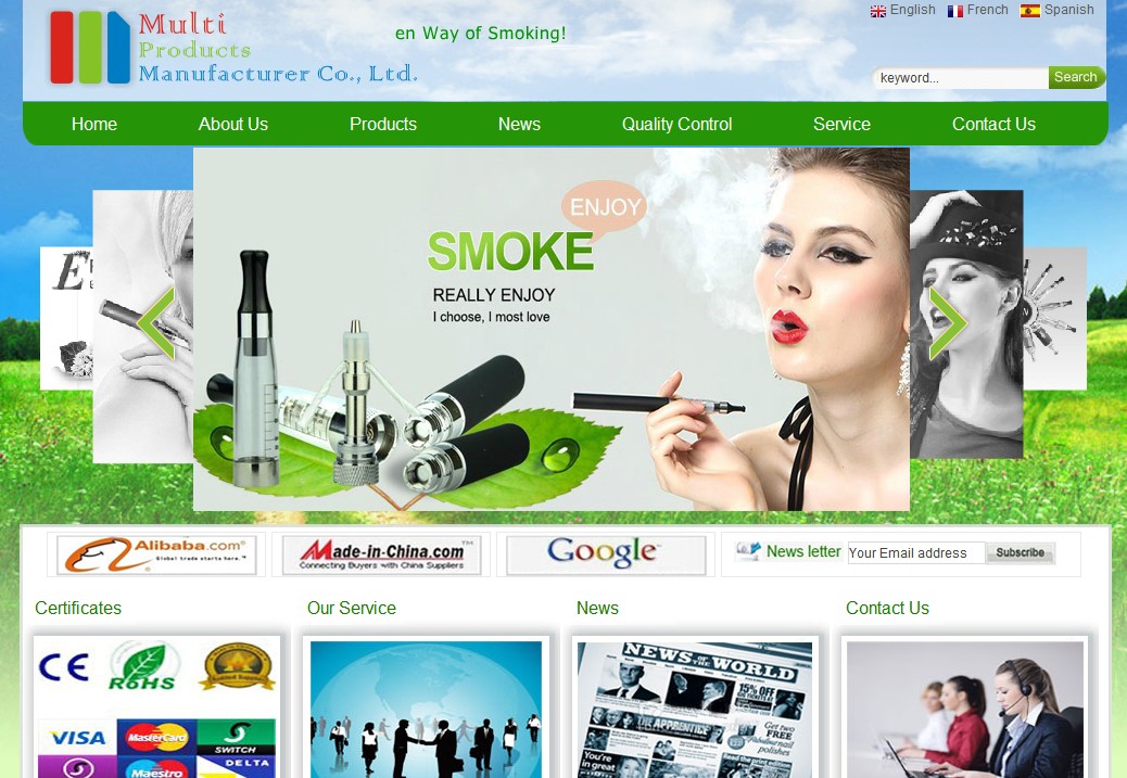 HowVi Website development, web pages design, English website design, soho websites, Responsive Website design 2800RMB, electronic cigarette